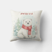 Cute watercolor Polar Bear Winter  Kussen (Achterkant)