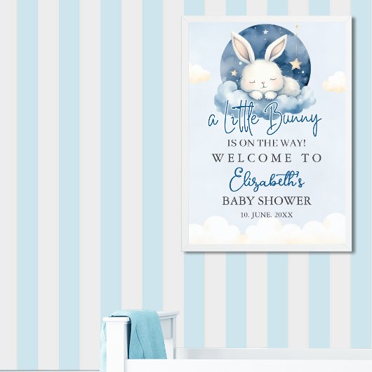 Cute Watercolor Rabbit Baby Shower Boy Poster