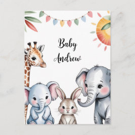 Cute Watercolor Safari Animals Illustration Briefkaart