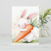 Cute Watercolor Spring Bunny Carrot Aankondiging (Staand voorkant)