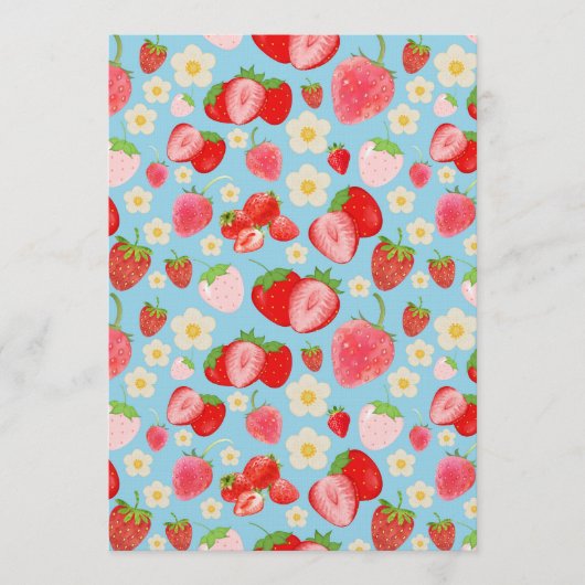 Cute Watercolor Strawberry Seamless Pattern Kaart (Voorkant)