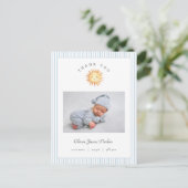Cute watercolor sun Baby Boy Birth Announcement Briefkaart (Staand voorkant)