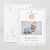 Cute watercolor sun Baby Boy Birth Announcement Briefkaart (Voorkant / Achterkant)