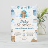 Cute Watercolor Teddy Bear Baby Shower Invitation (Debout devant)