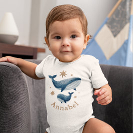 Cute Watercolor Whale Mom & Baby Custom Name  Romper