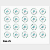 Cute Watercolor Zeeschildpad & Groene Favor Ronde Sticker (Vel)