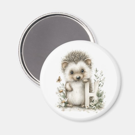 Cute watercolour baby animal alphabet Hedgehog Magneet (Voorkant / Achterkant)