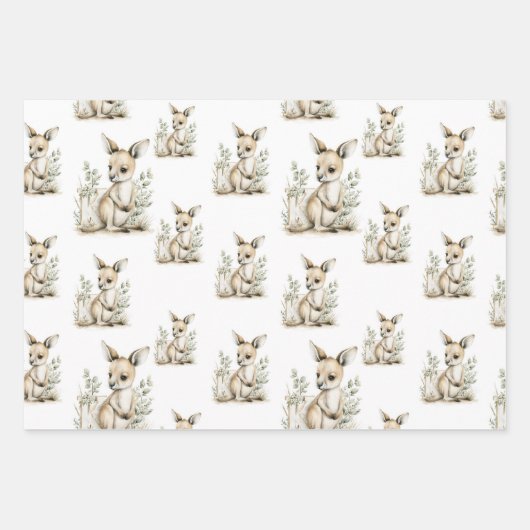 Cute watercolour baby animal alphabet Kangaroo Inpakpapier Vel (Voorkant)