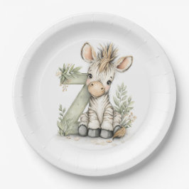 Cute watercolour baby animal alphabet Zebra Papieren Bordje