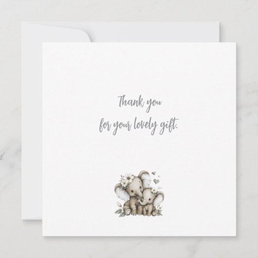 Cute Watercolour Baby Girl Elephants with Flowers Bedankkaart (Achterkant)