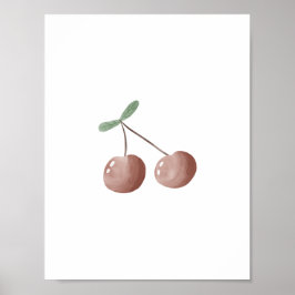 Cute Watercolour Cherry Fruit Nursery Poster