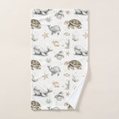 Cute Watercolour Ocean Baby Animals  Bad Handdoek (Handdoek)
