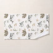 Cute Watercolour Ocean Baby Animals  Bad Handdoek (Handdoek)
