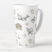 Cute Watercolour Ocean Baby Animals  Latte Mok (Rechterhoek)