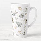 Cute Watercolour Ocean Baby Animals Latte Mok (Rechts)