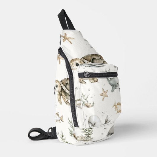 Cute Watercolour Ocean Baby Animals  Sling Bag (Linkerhoek)