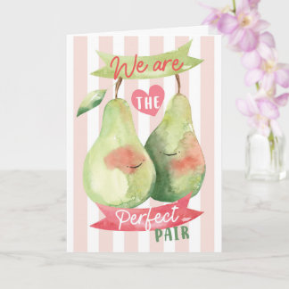 Cute Watercolour Pair Pear Valentine Anniversary Kaart