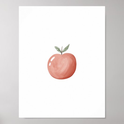 Cute Watercolour Red Apple Fruit Nursery Poster (Voorkant)