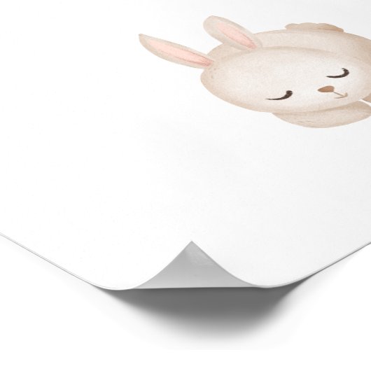 Cute Watercolour Sleeping Rabbit Moon And Stars Poster (Hoek)