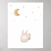 Cute Watercolour Sleeping Rabbit Moon And Stars Poster (Voorkant)