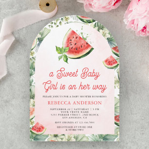 Cute Watermeloen Zoete Baby Meisje Boog Baby Showe Kaart