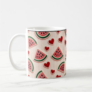 Cute Watermelon and Hearts Pattern Coffee Mug - Sw Koffiemok