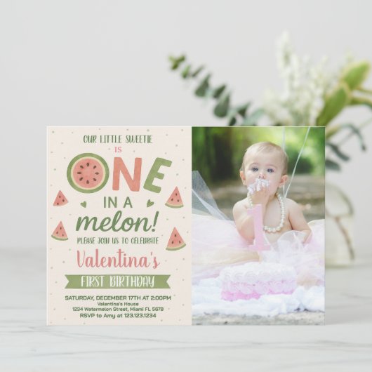 Cute Watermelon Anniversaire Fête Invitation pour  (Debout devant)