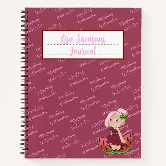 Cute Watermelon Chibi Journal Spiral Notebook (Devant)