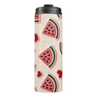 Cute Watermelon & Hearts Pattern Aesthetic School Thermosbeker