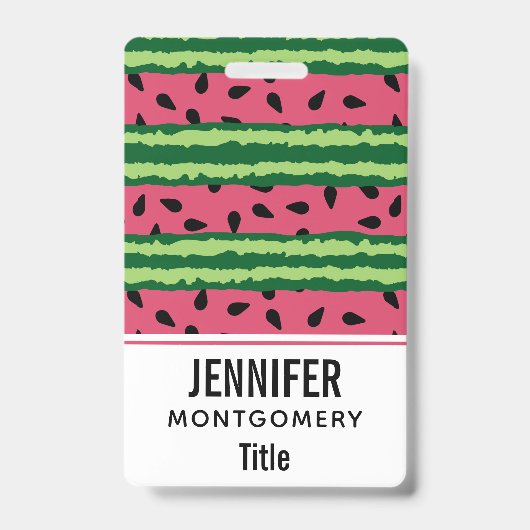 Cute Watermelon Pattern Pink & Green Badge (Front)