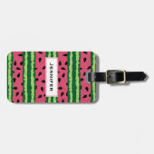 Cute Watermelon Pattern Pink & Green Bagagelabel (Voorkant horizontaal)