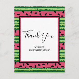 Cute Watermelon Pattern Pink & Green Bedankt Briefkaart