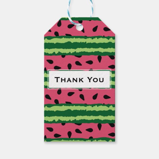 Cute Watermelon Pattern Pink & Green Bedankt Cadeaulabel (Voorkant)