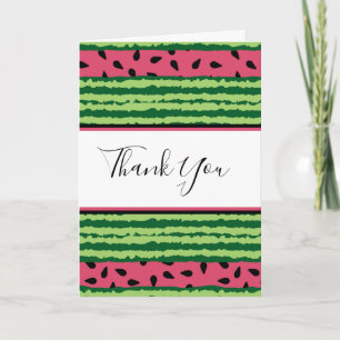 Cute Watermelon Pattern Pink & Green Bedankt Kaart