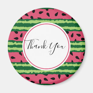 Cute Watermelon Pattern Pink & Green Bedankt Magneet