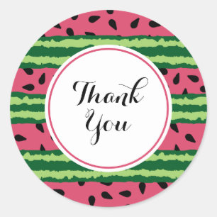 Cute Watermelon Pattern Pink & Green Bedankt Ronde Sticker