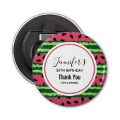 Cute Watermelon Pattern Pink & Green Birthday Button Flesopener (Voorkant)