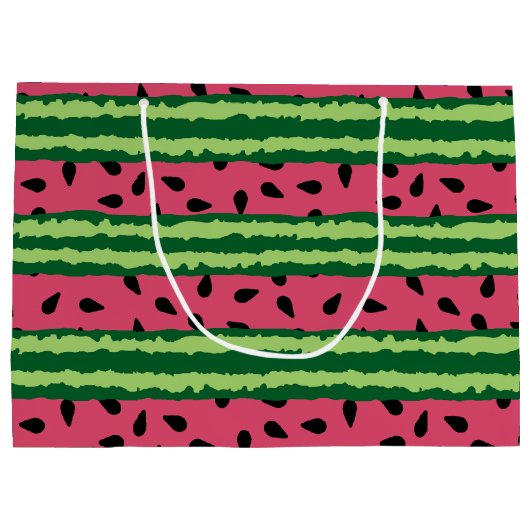 Cute Watermelon Pattern Pink & Green Birthday Groot Cadeauzakje (Achterkant)
