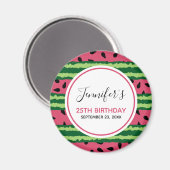 Cute Watermelon Pattern Pink & Green Birthday Magneet (Voorkant / Achterkant)