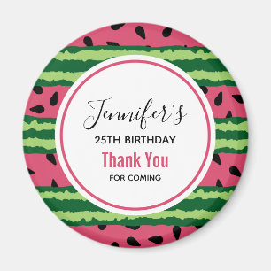 Cute Watermelon Pattern Pink & Green Birthday Magneet