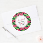 Cute Watermelon Pattern Pink & Green Birthday Ronde Sticker (Envelop)