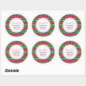 Cute Watermelon Pattern Pink & Green Birthday Ronde Sticker (Vel)
