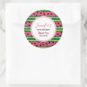 Cute Watermelon Pattern Pink & Green Birthday Ronde Sticker (Tas)