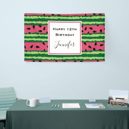 Cute Watermelon Pattern Pink & Green Birthday Spandoek (Beurs)