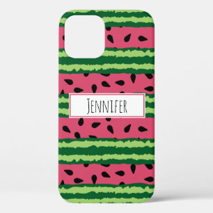 Cute Watermelon Pattern Pink & Green iPhone 12 Hoesje