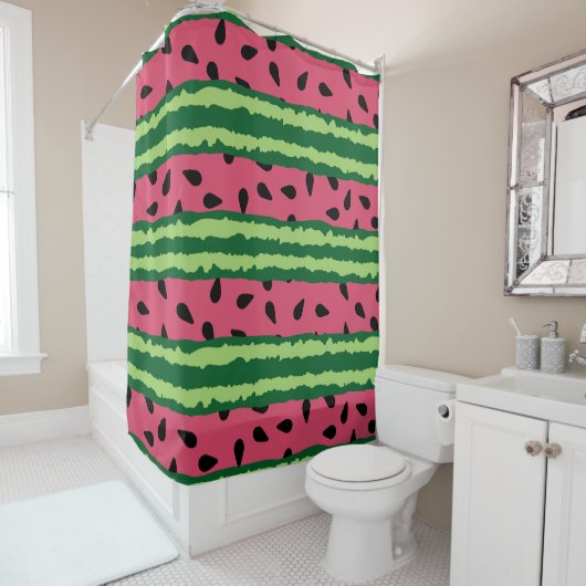 Cute Watermelon Pattern Pink & Green Douchegordijn (In situ)
