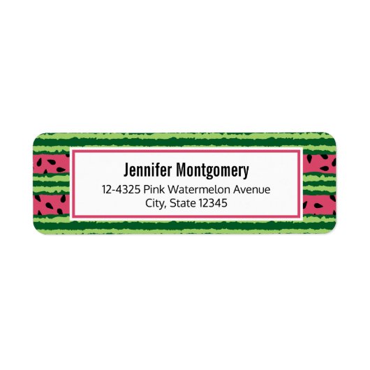 Cute Watermelon Pattern Pink & Green Etiket (Voorkant)