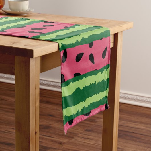 Cute Watermelon Pattern Pink & Green Korte Tafelloper (Voorbeeld)