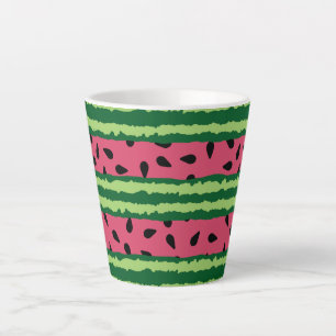 Cute Watermelon Pattern Pink & Green Latte Mok