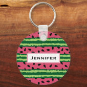 Cute Watermelon Pattern Pink & Green Sleutelhanger (Voorkant)